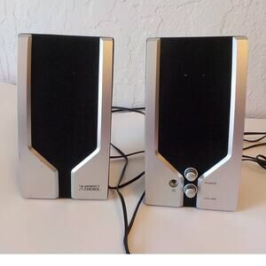 Desk Speakers 2-way 400W 1 Pair Black Silver Tested